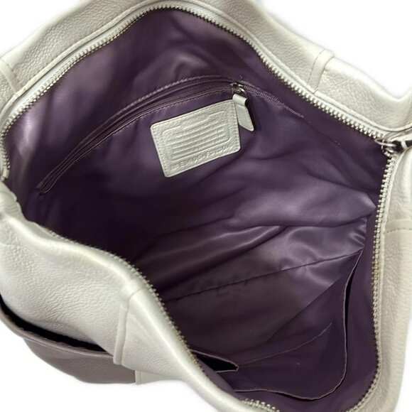 Auth COACH Park Color Block Hobo F31304 White Gray Leather - Handbag - Picture 7 of 12